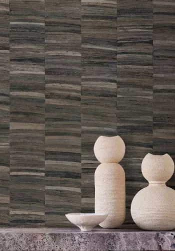 Casamance Nature Précieuse vlies, vinyl anyagú barna színű csíkos, vonalas, struktúrált modern, natural tapéta
