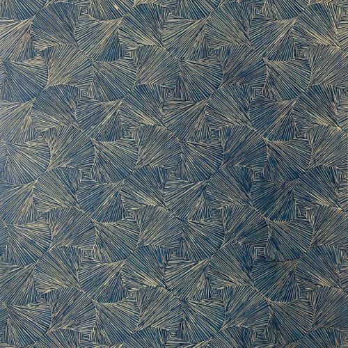 Casamance Nature Précieuse vlies, vinyl anyagú kék, arany színű geometriai, vonalas modern, natural tapéta