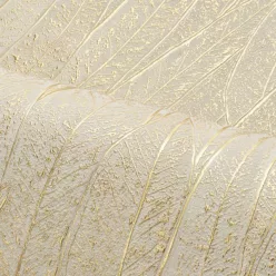   Casamance Nature Précieuse vlies, vinyl anyagú krém, arany színű leveles modern, natural tapéta