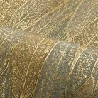 Casamance Nature Précieuse vlies, vinyl anyagú zöld, barna, arany színű leveles modern, natural tapéta
