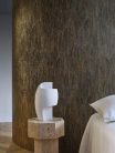 Casamance Nature Précieuse vlies, vinyl anyagú szürke, arany színű leveles modern, natural tapéta