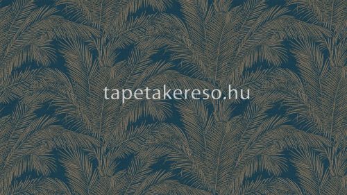 Arte Lanai papír, vinyl anyagú kék, barna színű textilhatású, leveles modern, natural tapéta