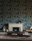Arte Lanai papír, vinyl anyagú kék, barna színű textilhatású, leveles modern, natural tapéta