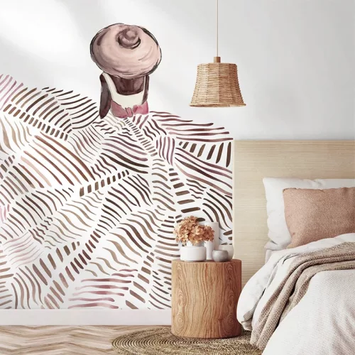 Novamur Leyla vinyl, vlies anyagú barna, beige, fehér színű ember, textilhatású, festmény Modern panel