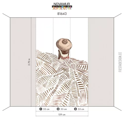 Novamur Leyla vinyl, vlies anyagú barna, beige, fehér színű ember, textilhatású, festmény Modern panel