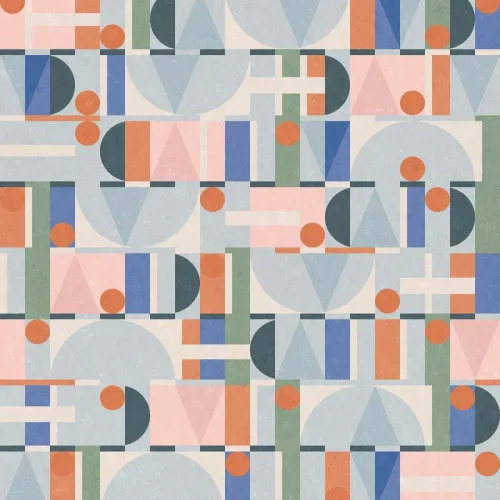 Novamur Leyla vinyl, vlies anyagú kék, zöld, rózsaszín, narancssárga színű geometriai Modern tapéta