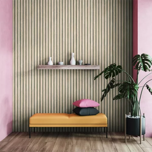 Novamur Leyla vinyl, vlies anyagú homok színű betonhatású, csíkos Modern tapéta
