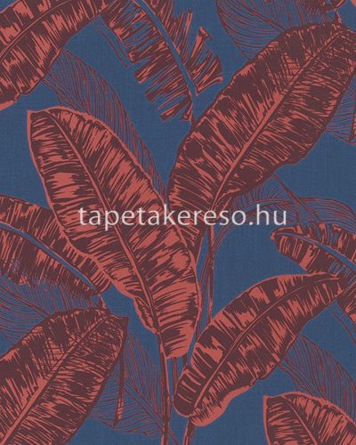 Novamur Felicita vlies, vinyl anyagú kék, terrakotta, barna színű leveles modern tapéta