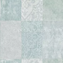   Novamur Ivy vinyl, vlies anyagú zöld, fehér színű kockás, csempe, patchwork modern tapéta