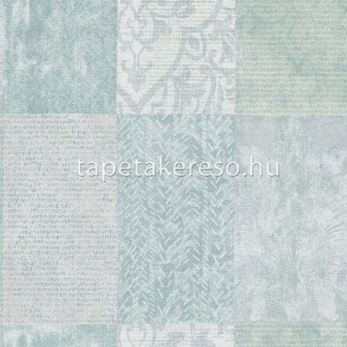 Novamur Ivy vinyl, vlies anyagú zöld, fehér színű kockás, csempe, patchwork modern tapéta