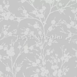   Novamur Ivy habos, vlies anyagú szürke, fehér színű virágos, ágas modern tapéta