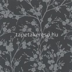   Novamur Ivy habos, vlies anyagú fekete, ezüst színű virágos, ágas modern tapéta