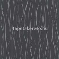   Novamur Ivy habos, vlies anyagú fekete, ezüst színű hullámos modern tapéta