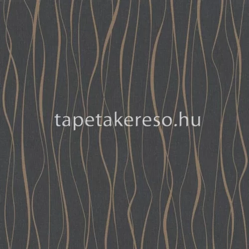 Novamur Ivy habos, vlies anyagú fekete, arany színű hullámos modern tapéta