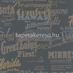   Novamur Ivy habos, vlies anyagú fekete, ezüst, arany színű feliratos modern tapéta