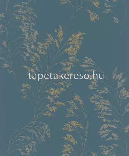 Novamur Jackie vinyl, vlies anyagú kék, arany színű növényes, textilhatású modern tapéta