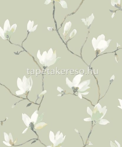 Casadeco Gardens vlies anyagú zöld, fehér, barna színű virágos modern tapéta