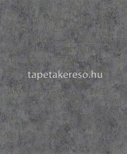 Novamur Jackie habos, vlies anyagú szürke, arany színű feliratos, betonhatású modern tapéta