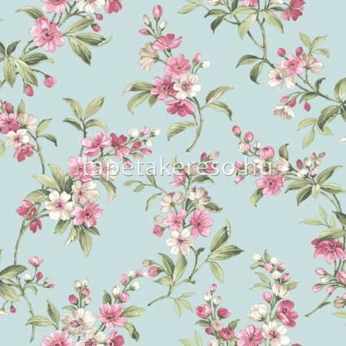 Parato Blooming Garden 10 vlies, vinyl anyagú zöld, rózsaszín, beige színű virágos romantikus tapéta