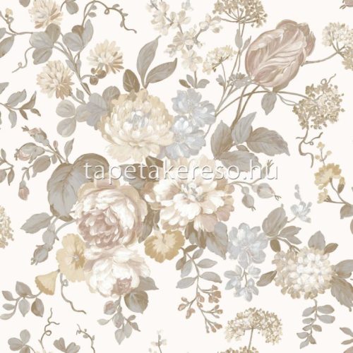 Parato Blooming Garden 10 vlies, vinyl anyagú fehér, kék, barna, zöld színű virágos romantikus tapéta
