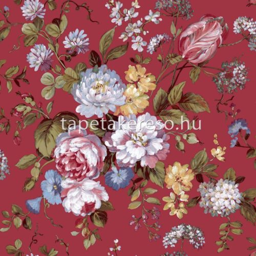 Parato Blooming Garden 10 vlies, vinyl anyagú bordó, kék, zöld, fehér színű virágos romantikus tapéta