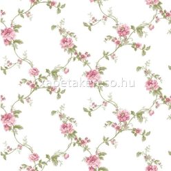   Parato Blooming Garden 10 vlies, vinyl anyagú fehér, rózsaszín, zöld színű virágos romantikus tapéta