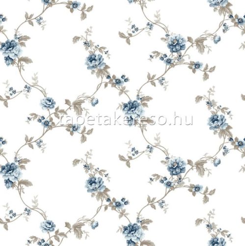 Parato Blooming Garden 10 vlies, vinyl anyagú fehér, kék, barna színű virágos romantikus tapéta