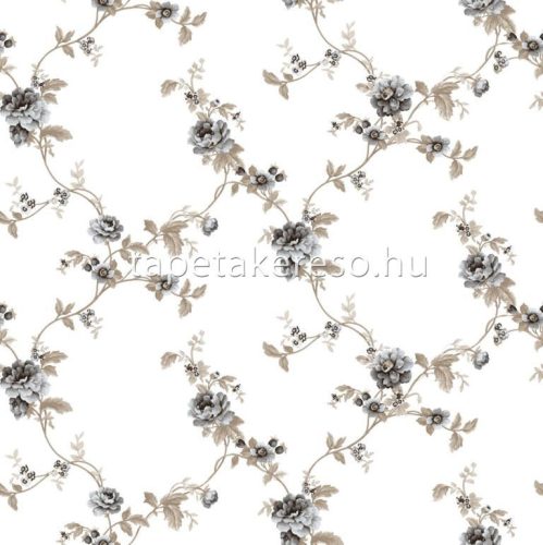 Parato Blooming Garden 10 vlies, vinyl anyagú fehér, barna, szürke színű virágos romantikus tapéta
