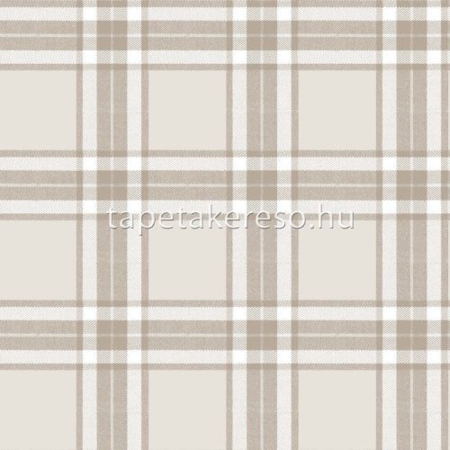 Parato Blooming Garden 10 vlies, vinyl anyagú beige, barna színű kockás, textilhatású romantikus tapéta