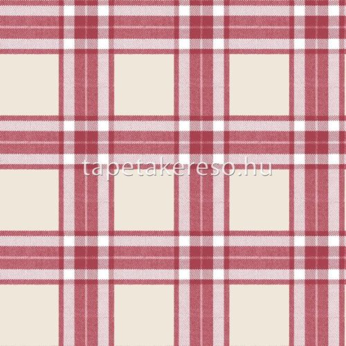 Parato Blooming Garden 10 vlies, vinyl anyagú beige, bordó színű kockás, textilhatású romantikus tapéta