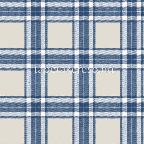 Parato Blooming Garden 10 vlies, vinyl anyagú beige, kék színű kockás, textilhatású romantikus tapéta