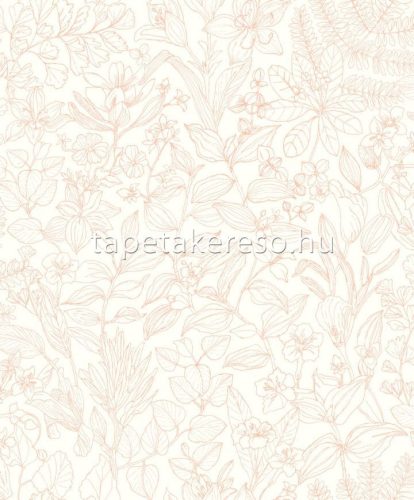 Casadeco Gardens vlies anyagú fehér, narancssárga színű rajz, virágos modern tapéta