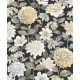 Casadeco Gardens vlies anyagú fekete, fehér, beige, sárga színű virágos modern tapéta