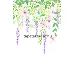   Casadeco Gardens vlies anyagú fehér, zöld, lila, rózsaszín színű leveles, virágos modern tapéta