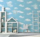 Adawall AdaKids vlies, vinyl anyagú kék, fehér színű felhős gyerek, ifjúsági tapéta