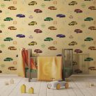 Adawall AdaKids vlies, vinyl anyagú beige, sárga, lila, kék, piros színű autós gyerek, ifjúsági tapéta