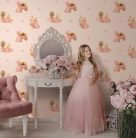 Adawall AdaKids vlies, vinyl anyagú fehér, rózsaszín, lila, sárga, csillámos színű hercegnős gyerek, ifjúsági tapéta