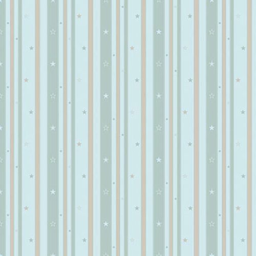 Adawall AdaKids vlies, vinyl anyagú kék, barna színű csíkos, csillagos gyerek, ifjúsági tapéta