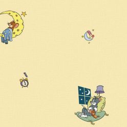   Adawall AdaKids vlies, vinyl anyagú beige, lila, szürke, kék színű tom és jerry gyerek, ifjúsági tapéta