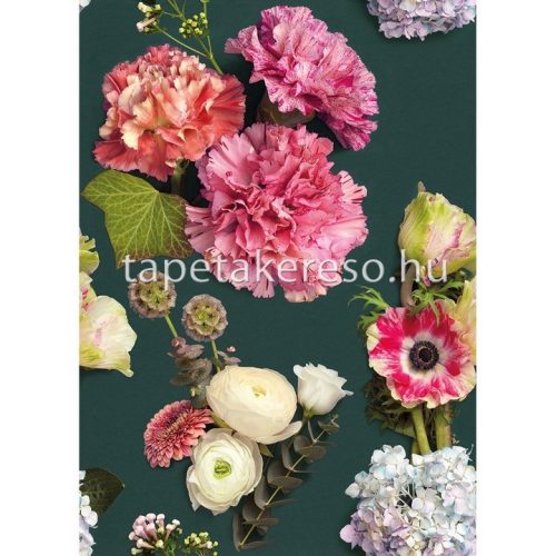 Casadeco Beauty Full Image vlies anyagú fekete, zöld, fehér, rózsaszín, piros színű virágos modern poszter