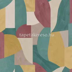   Holden Xanadu vlies anyagú zöld, bordó, okker, beige színű geometriai modern tapéta