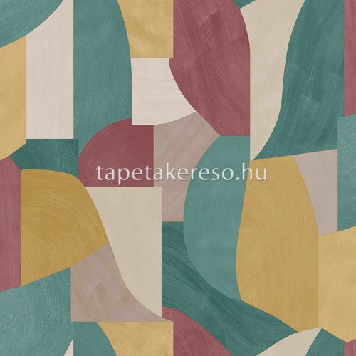 Holden Xanadu vlies anyagú zöld, bordó, okker, beige színű geometriai modern tapéta