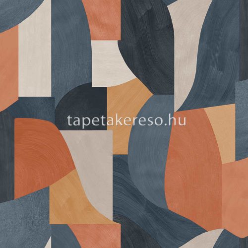 Holden Xanadu vlies anyagú kék, barna, beige, korall színű geometriai modern tapéta