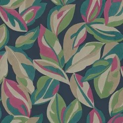   Holden Lost Garden vlies anyagú, kék, barna, türkiz, zöld, pink színű, leveles, Modern tapéta