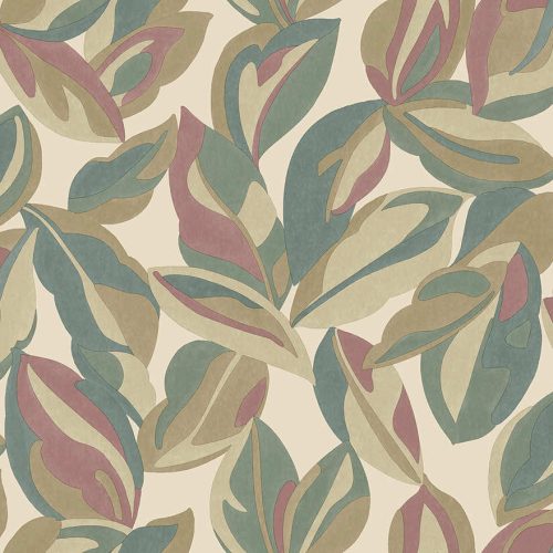 Holden Lost Garden vlies anyagú, zöld, beige, barna, piros színű, leveles, Modern tapéta