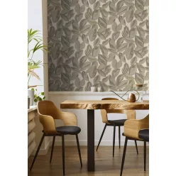   Holden Lost Garden vlies anyagú, szürke, barna, beige színű, leveles, Modern tapéta