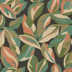   Holden Lost Garden vlies anyagú, fekete, barna, zöld, rózsaszín, türkiz színű, leveles, Modern tapéta
