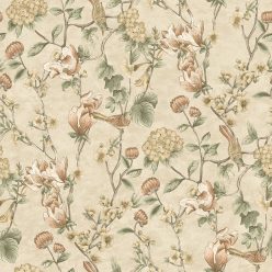   Holden Lost Garden vlies anyagú, beige, zöld, barna színű, madaras, faágas, virágos, Modern tapéta
