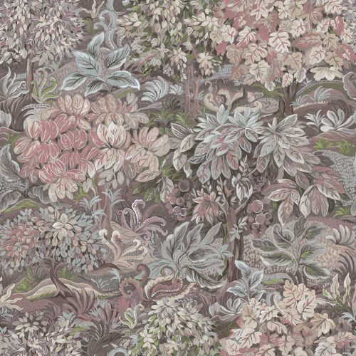 Holden Lost Garden vlies anyagú, szürke, mályva, fehér, türkiz színű, leveles, Modern tapéta