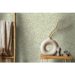   Holden Lost Garden vlies anyagú, zöld, fehér színű, leveles, Modern tapéta